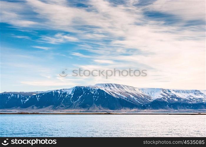 Mountain landscape in the ocean in Iceland