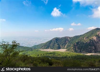Mountain landscape next to Vesuvius volcano near Naples in a summer day, Italy