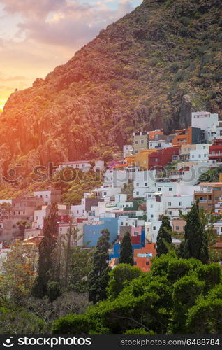 Mountain landscape on tropical island Tenerife, Canary in Spain. . Mountain landscape on tropical island Tenerife