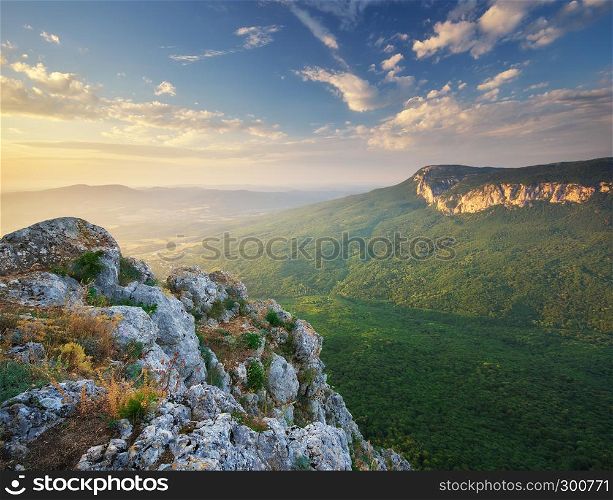 Mountain landscape panorama. Composition of nature.