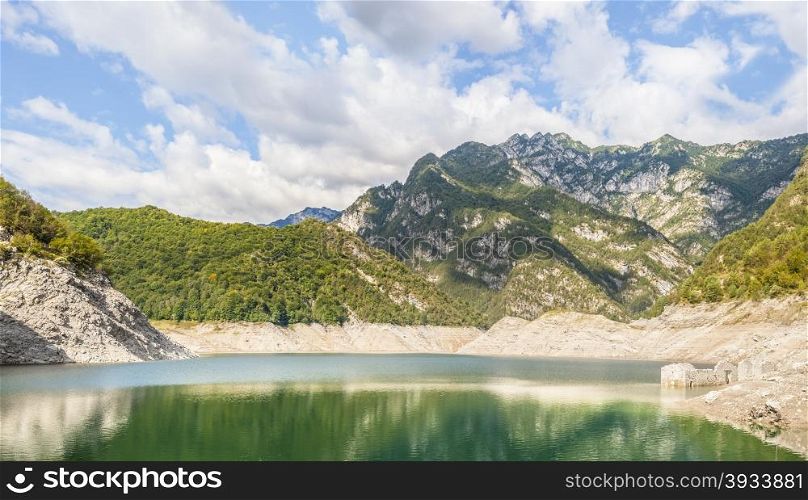 Mountain landscape with lake in the Italian Alps