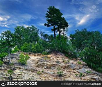 Mountain Landscape With Trees And Sky
