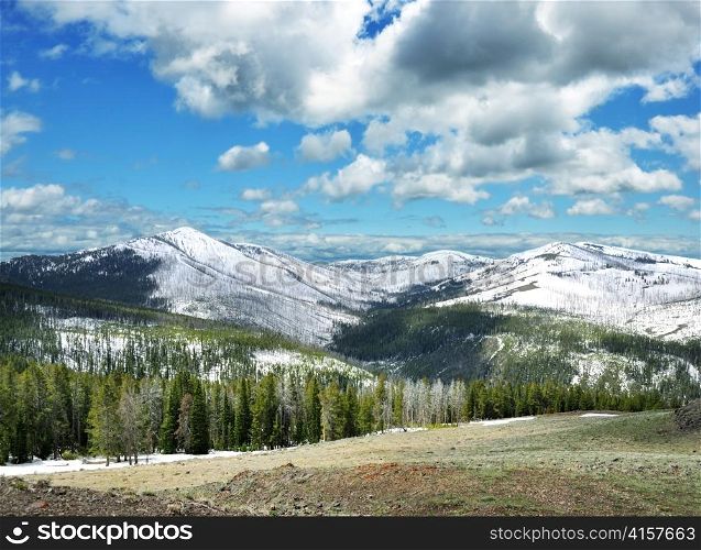 Mountain Landscape With Woods And A Blue Sky