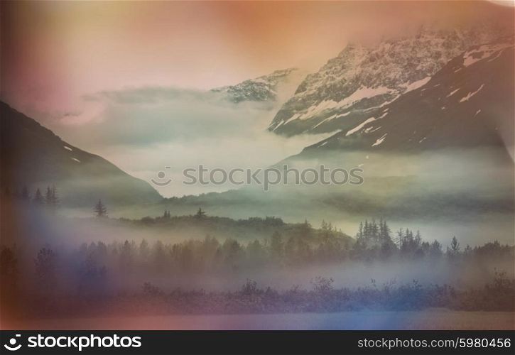 Mountain landscapes in Alaska USA