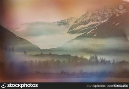 Mountain landscapes in Alaska USA