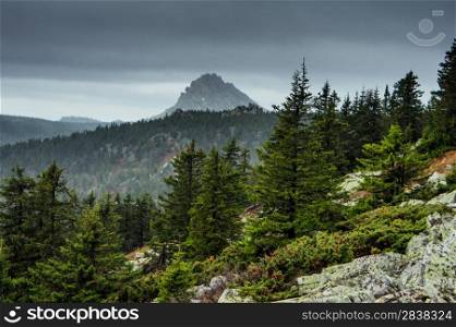 Mountain landscapes in national park Taganai on South Ural in Russia