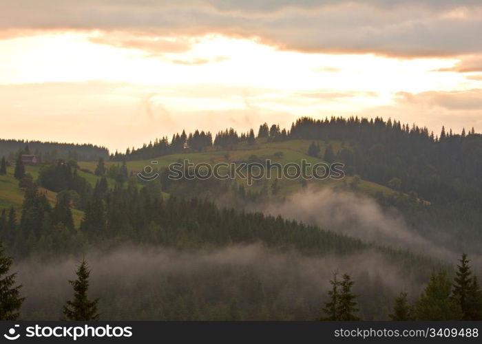 Mountain misty sunrise