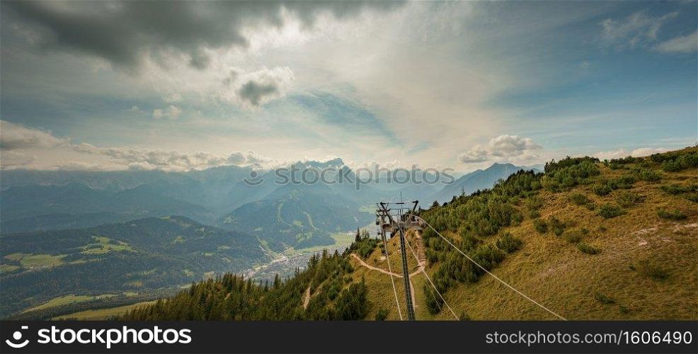 Mountain panorama in cloudy weather near Garmisch Partenkirchen