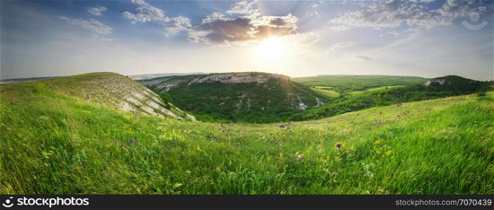 Mountain panorama landscape. Nature compositioin.