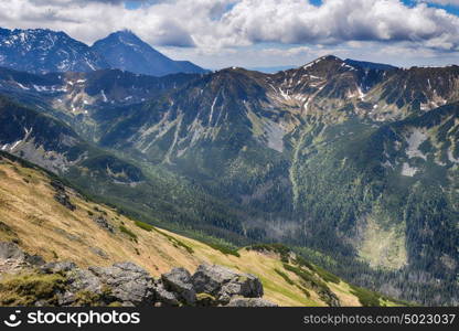 mountain peaks and blue sky