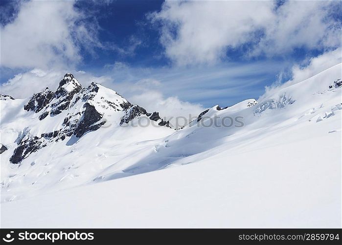Mountain peaks beneath snow