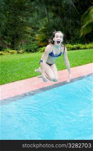 Mountain Pine Ridge Reserve, Child Jumping into Pool