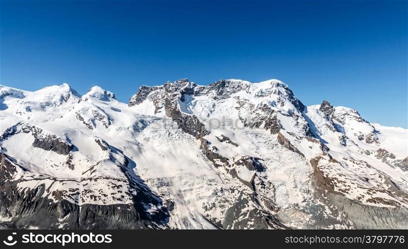 Mountain Range Landscape with Blue Sky at Matterhorn, Switzerland