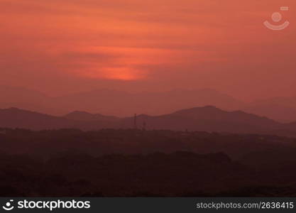 Mountain range sunset