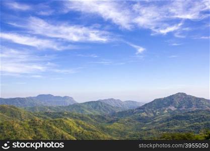 Mountain range under cloud blue sky for nature background