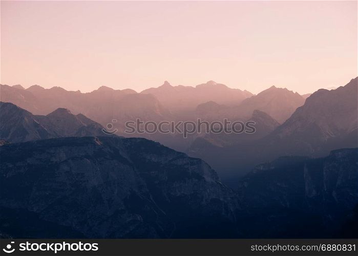Mountain ridge misty silhouette