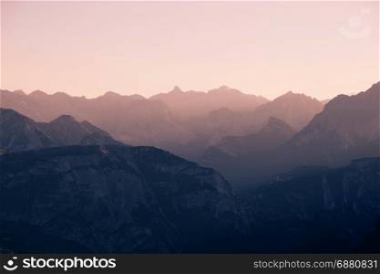 Mountain ridge misty silhouette