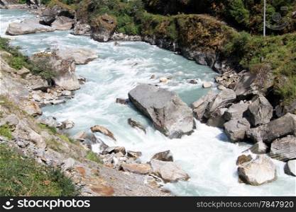 Mountain river and footpath in nEpal