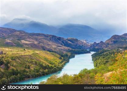 Mountain river in the Chile, South America
