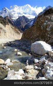 Mountain river near Samagoon in Nepal