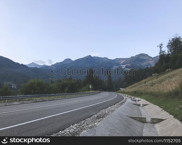 Mountain road in Caucasus mountains. Sochi, Russia