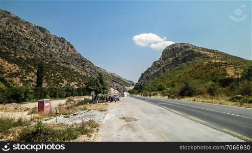 Mountain road in central Macedonia. Veles region.. Mountain road in central Macedonia.