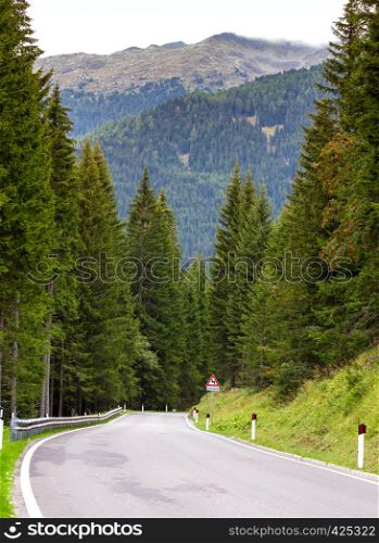 Mountain road - serpentine in the mountains Dolomites, Italy
