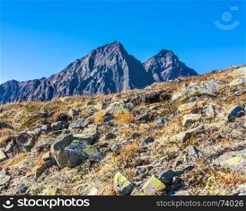 mountain rocky slope of the volcano on Kamchatka