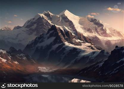 Mountain snow background. Generative AI. High quality illustration. Mountain snow background. Generative AI