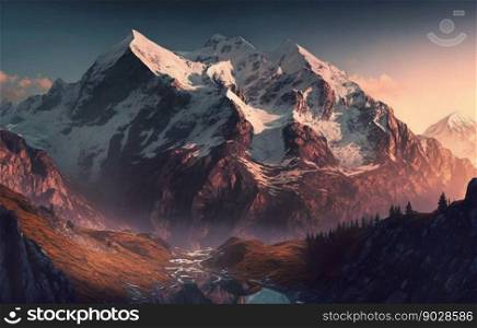 Mountain snow background. Generative AI. High quality illustration. Mountain snow background. Generative AI