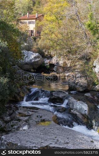 Mountain stream and house in the Alpes-Maritimes