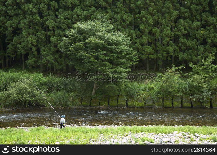 Mountain stream fishing