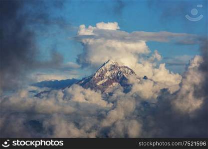 mountain top above the clouds, mt Hood, Oregon, USA.