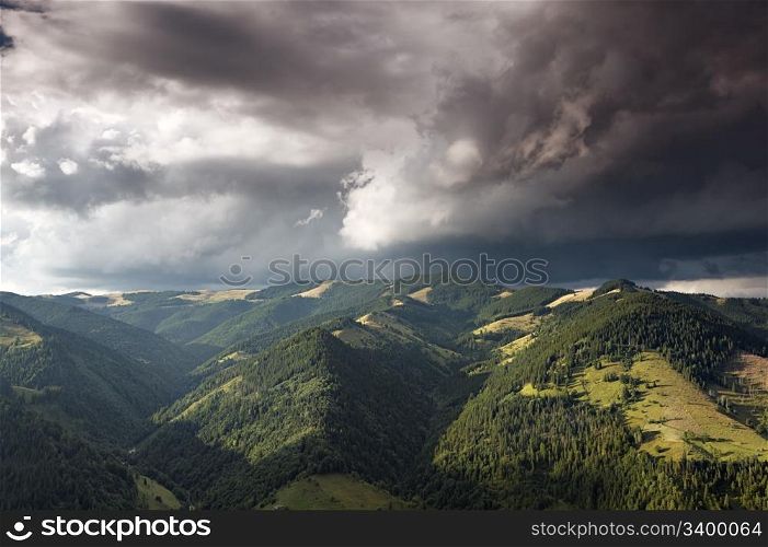 Mountain valley at cloudy day