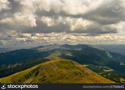 mountain valley before rain. Karpaty, Ukraine