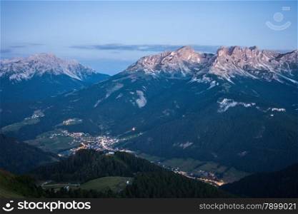 Mountain valley before sunrise, Italian Dolomites