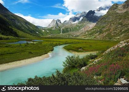 Mountain valley, summer season, val veny, Mont Blanc; Italy.