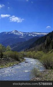 Mountain valley with river in Carpathians, Ukraine&#xA;