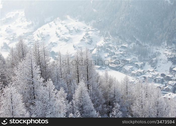 mountain vilage on alpen top
