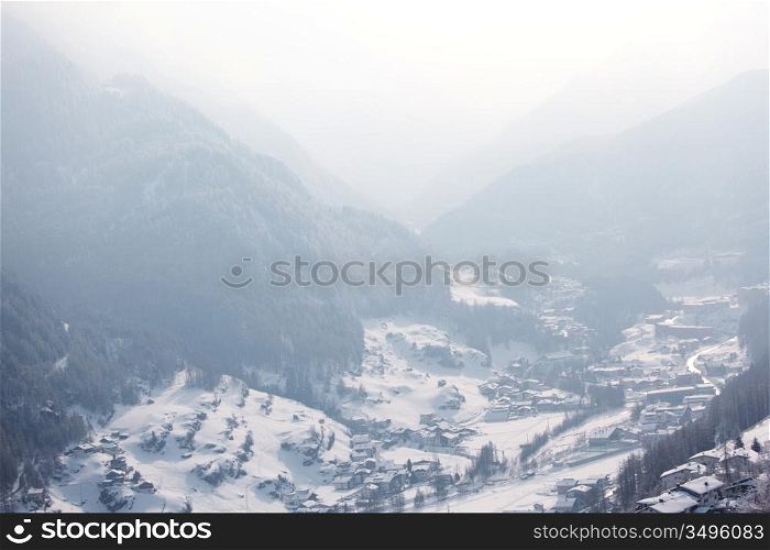 mountain vilage on alpen top