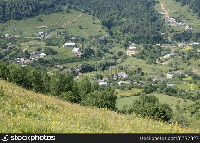 Mountain village in the North Caucasus, Russia