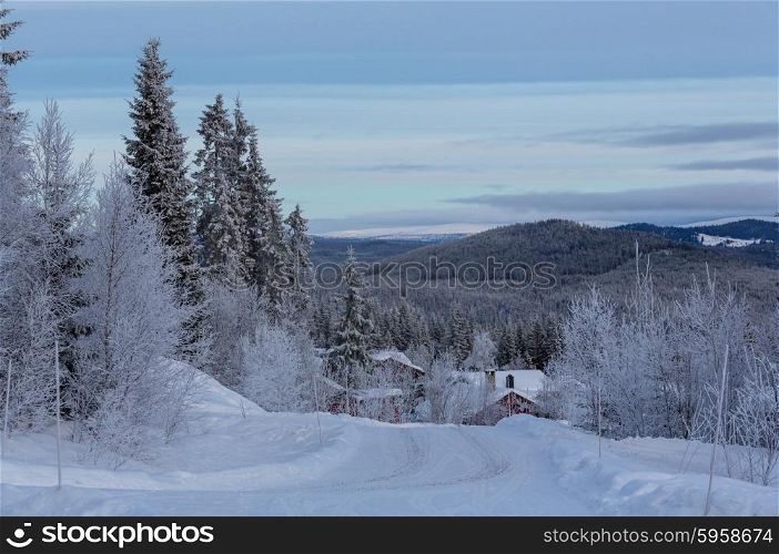 Mountain village in the Winter