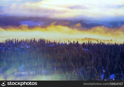 Mountain village in the Winter