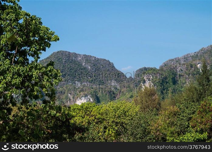Mountain with blue sky in Thailand.