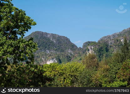 Mountain with blue sky in Thailand.