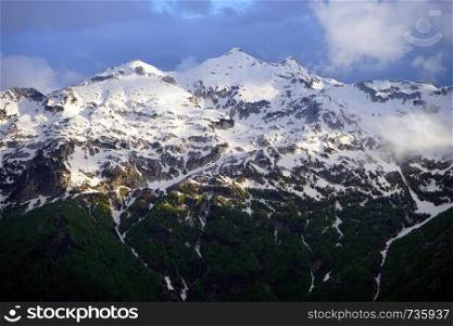 Mountain with snow near Theth in Albania
