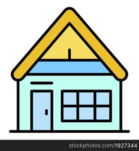 Mountain wood house icon. Outline mountain wood house vector icon color flat isolated. Mountain wood house icon color outline vector