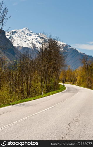 Mountainous Road in the Italian Alps