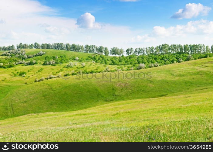 Mountainous terrain and the blue sky