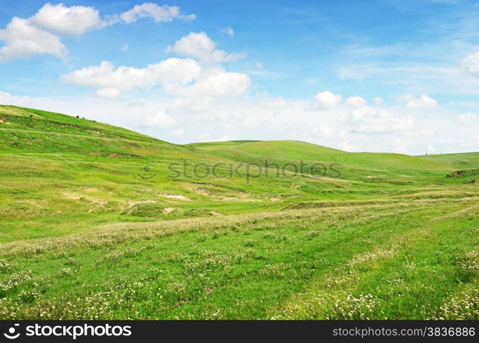 Mountainous terrain and the blue sky